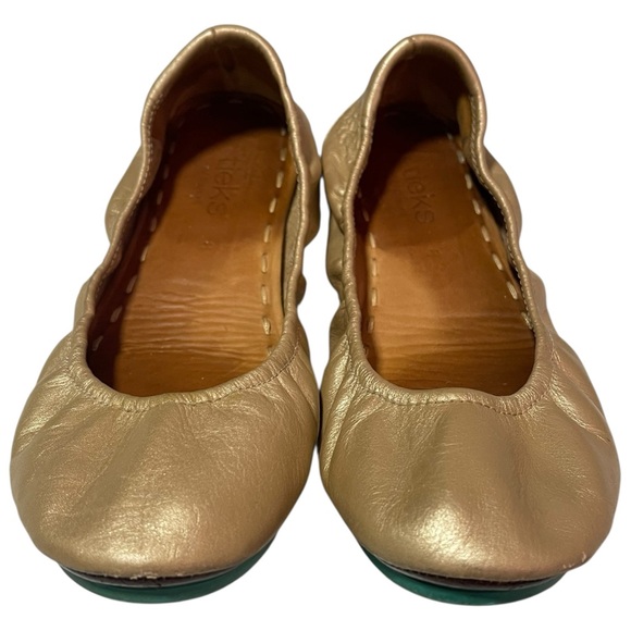 TIEKS Gold Ballet Flat Comfort On The Go Shoes Size 8 - Picture 3 of 11